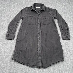 Madewell Colton Black Wash Denim Button Down Jean Shirtdress Women's Size XXS‎